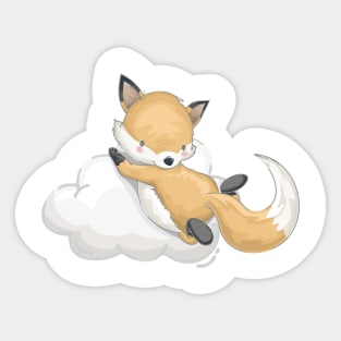 Playing with cloud ! Cute Fox flying with cloud Sticker